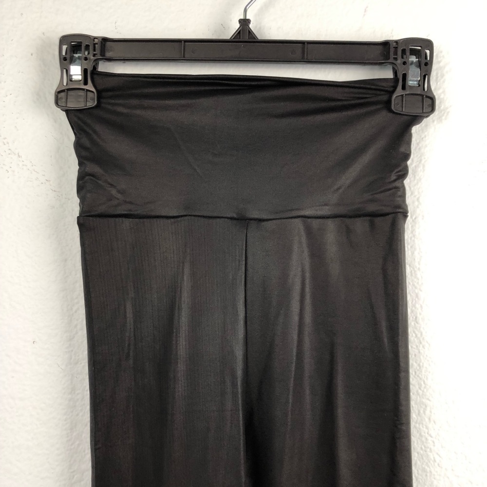 American Apparel Black Faux Leather Leggings High - Picture 3 of 8